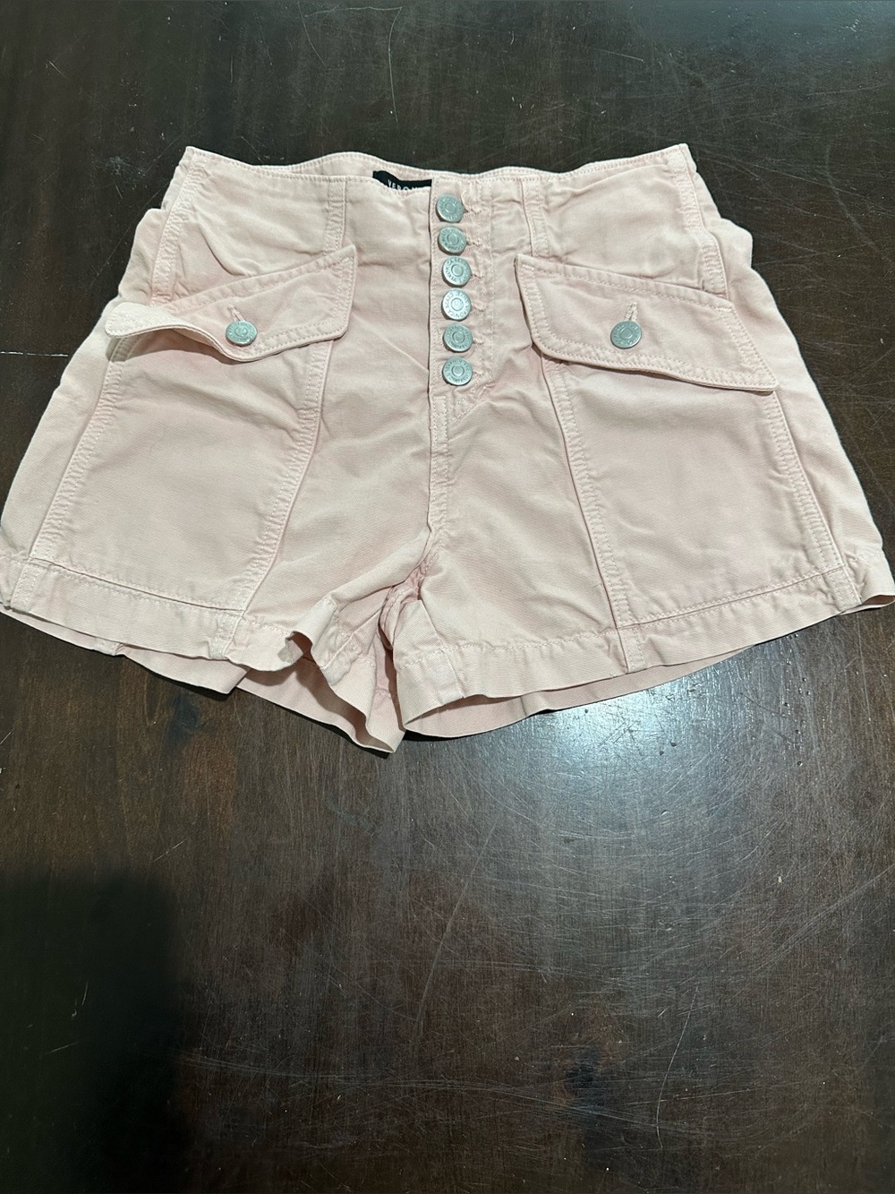 Veronica Beard Robbie Rosewood High-Waist Button-Front Cargo Shorts 23